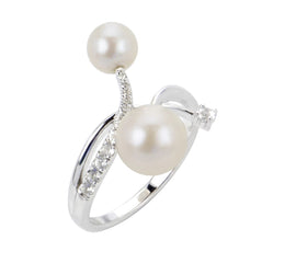 Sterling Sillver Freshwater Pearl and White Topaz Ring