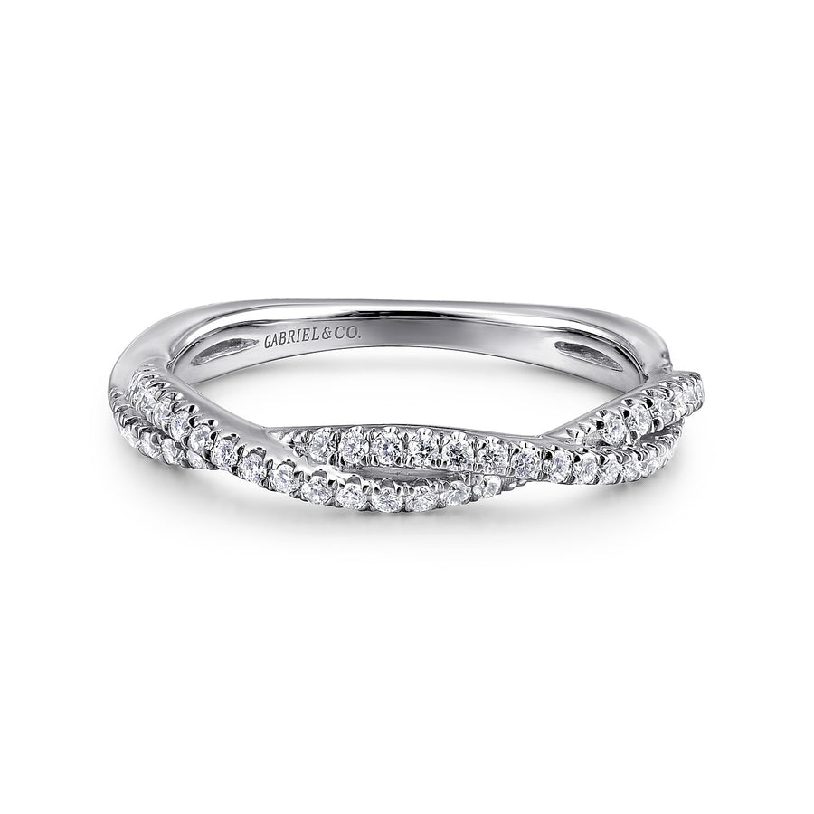 .24CTW 14KT White Gold Twisted Diamond Ring