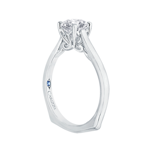 14K White Gold Round Cut Diamond Euro Solitaire Engagement Ring (Semi-Mount) - John Thomas Jewelers.