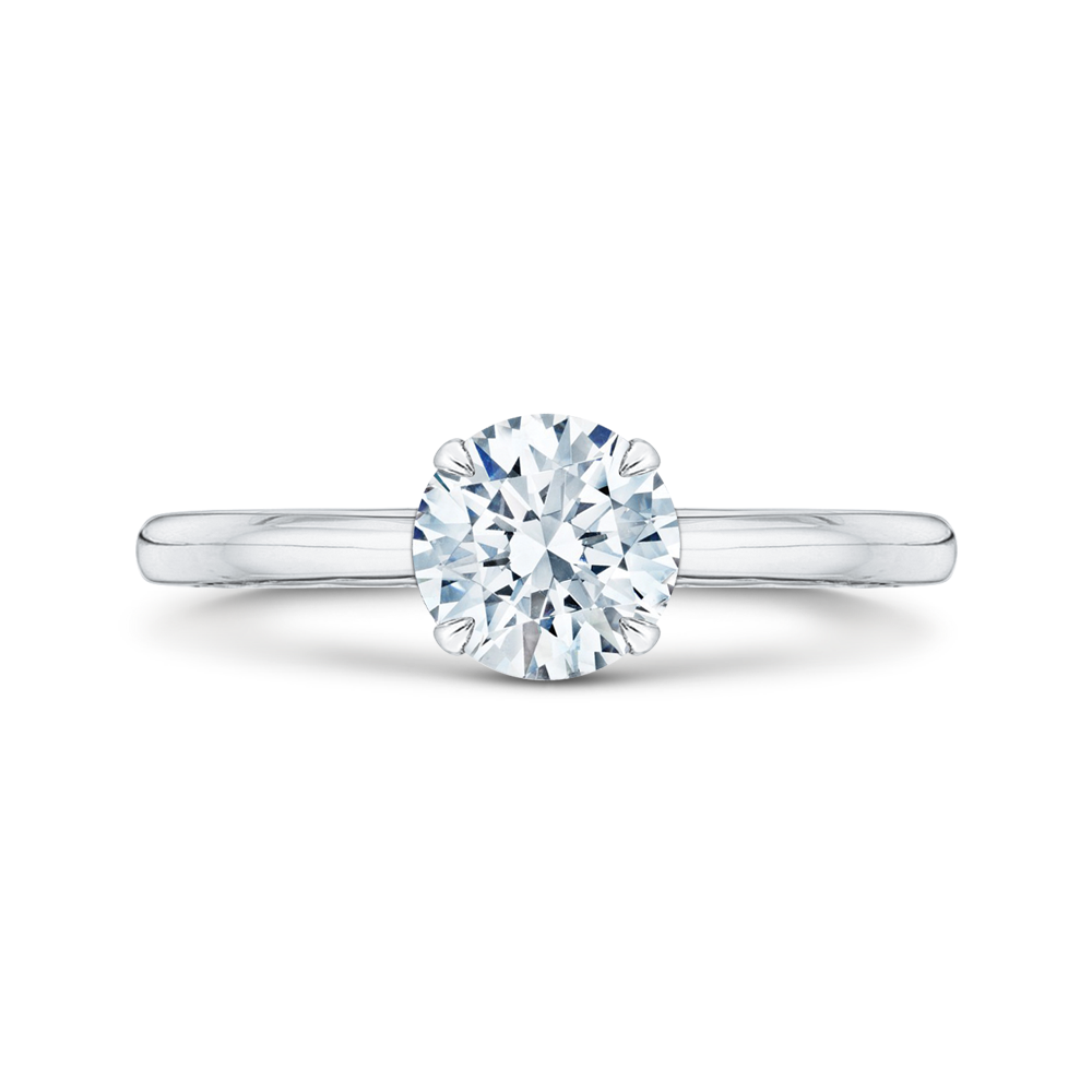 14K White Gold Round Cut Diamond Euro Solitaire Engagement Ring (Semi-Mount) - John Thomas Jewelers.