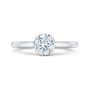 14K White Gold Round Cut Diamond Euro Solitaire Engagement Ring (Semi-Mount) - John Thomas Jewelers.