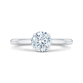 14K White Gold Round Cut Diamond Euro Solitaire Engagement Ring (Semi-Mount) - John Thomas Jewelers.