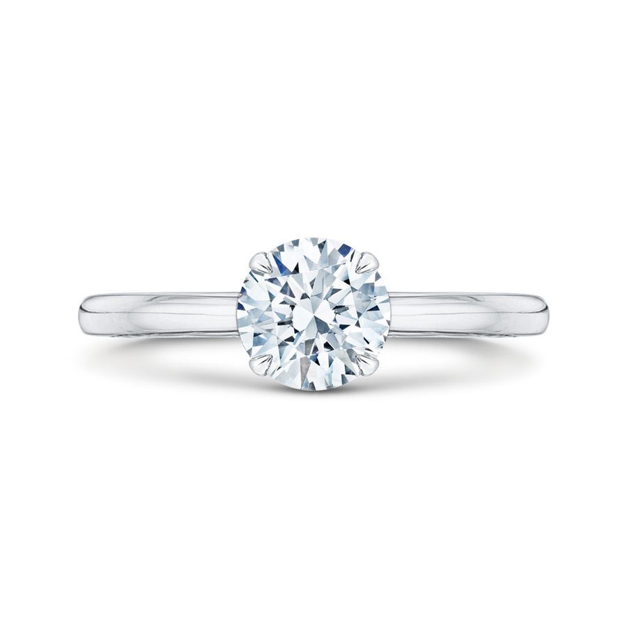 14K White Gold Round Cut Diamond Euro Solitaire Engagement Ring (Semi-Mount) - John Thomas Jewelers.