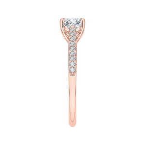 14K Rose Gold Round Cut Diamond Solitaire with Accents Engagement Ring - John Thomas Jewelers.