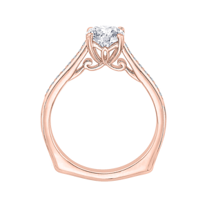 14K Rose Gold Round Cut Diamond Solitaire with Accents Engagement Ring - John Thomas Jewelers.
