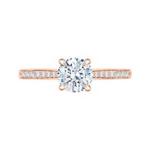 14K Rose Gold Round Cut Diamond Solitaire with Accents Engagement Ring - John Thomas Jewelers.