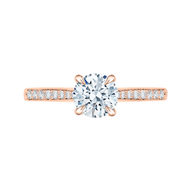 14K Rose Gold Round Cut Diamond Solitaire with Accents Engagement Ring - John Thomas Jewelers.
