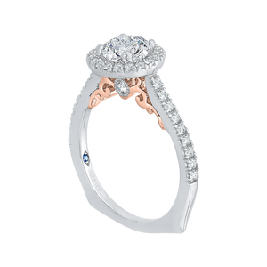 14K TT White/Rose Round Diamond Halo Euro Engagement Ring(Semi-Mount) - John Thomas Jewelers.