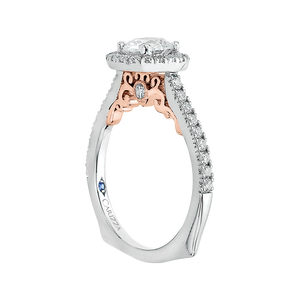 14K TT White/Rose Round Diamond Halo Euro Engagement Ring(Semi-Mount) - John Thomas Jewelers.