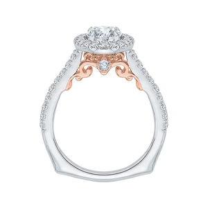 14K TT White/Rose Round Diamond Halo Euro Engagement Ring(Semi-Mount) - John Thomas Jewelers.