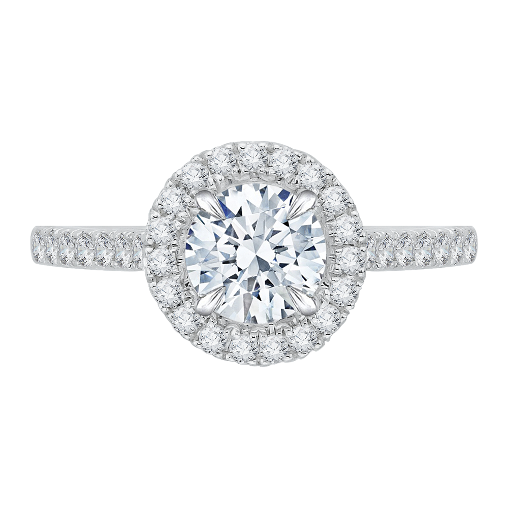 14K TT White/Rose Round Diamond Halo Euro Engagement Ring(Semi-Mount) - John Thomas Jewelers.