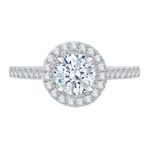 14K TT White/Rose Round Diamond Halo Euro Engagement Ring(Semi-Mount) - John Thomas Jewelers.