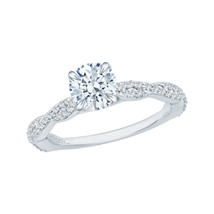 14K White Gold Round Diamond Engagement Ring (Semi-Mount) - John Thomas Jewelers.