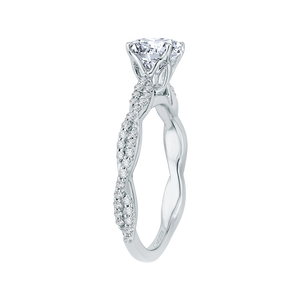 14K White Gold Round Diamond Engagement Ring (Semi-Mount) - John Thomas Jewelers.