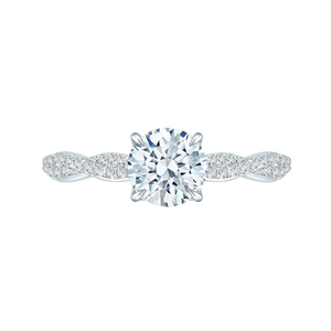 14K White Gold Round Diamond Engagement Ring (Semi-Mount) - John Thomas Jewelers.