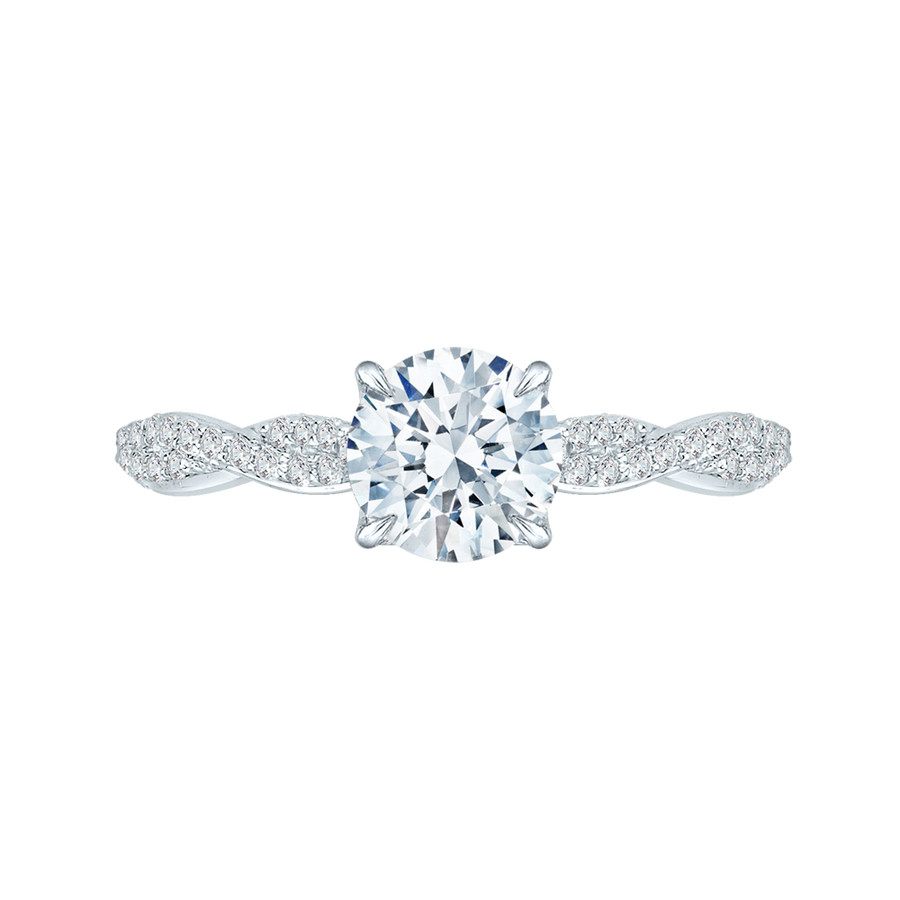 14K White Gold Round Diamond Engagement Ring (Semi-Mount) - John Thomas Jewelers.