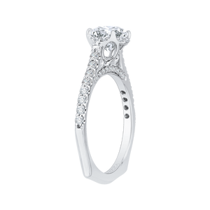 14K White Gold Round Diamond Floral Engagement Ring with Euro Shank (Semi-Mount) - John Thomas Jewelers.