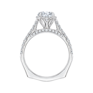 14K White Gold Round Diamond Floral Engagement Ring with Euro Shank (Semi-Mount) - John Thomas Jewelers.