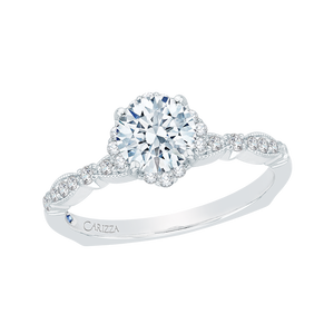 Round Brilliant Cut Diamond 14K White Engagement Ring (Semi-Mount)