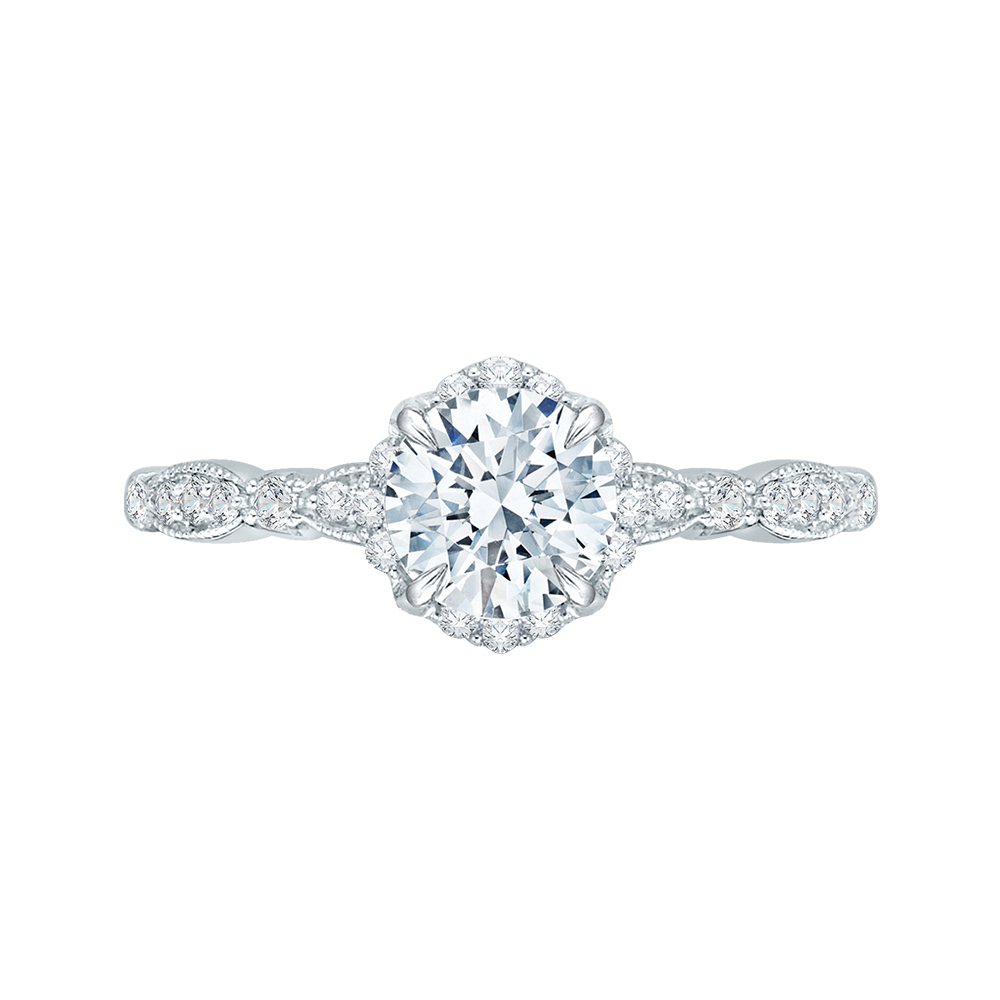 Round Brilliant Cut Diamond 14K White Engagement Ring (Semi-Mount)