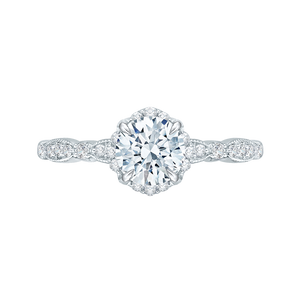 Round Brilliant Cut Diamond 14K White Engagement Ring (Semi-Mount)