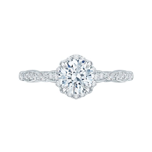 Round Brilliant Cut Diamond 14K White Engagement Ring (Semi-Mount)