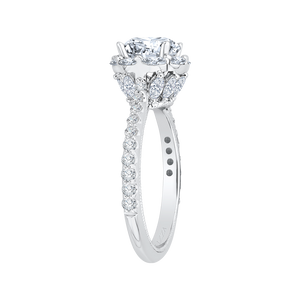 14K White Gold Round Diamond with Luxury Marquise Halo Engagement Ring (Semi-Mount) - John Thomas Jewelers.