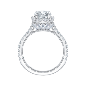 14K White Gold Round Diamond with Luxury Marquise Halo Engagement Ring (Semi-Mount) - John Thomas Jewelers.
