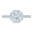 14K White Gold Round Diamond with Luxury Marquise Halo Engagement Ring (Semi-Mount) - John Thomas Jewelers.