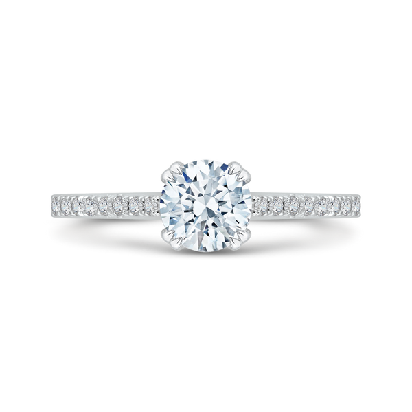 Round Cut Diamond Engagement Ring In 14K Two-Tone Gold (Semi-Mount) - John Thomas Jewelers.