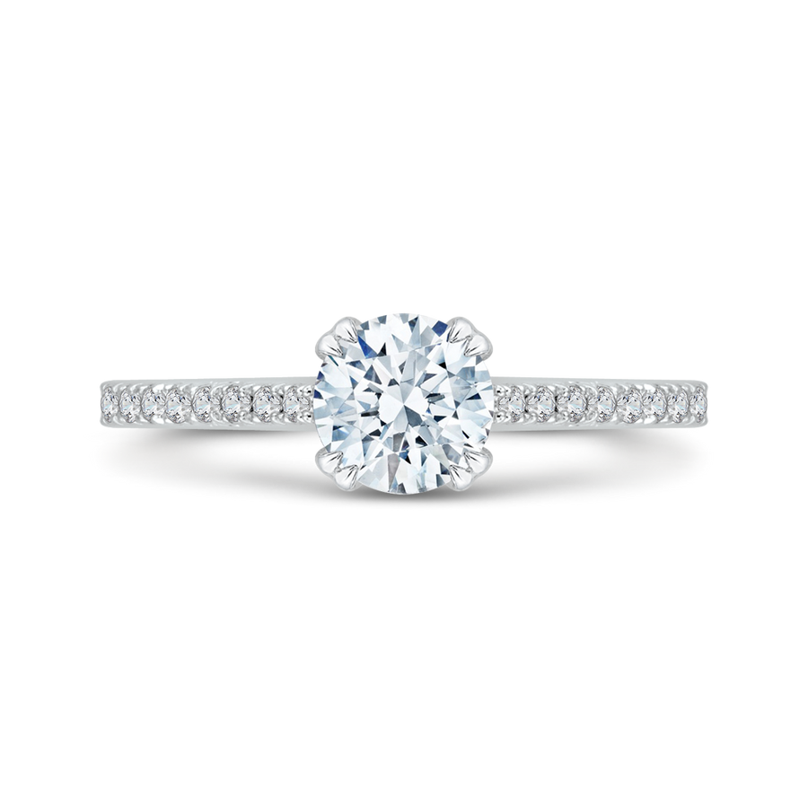 Round Cut Diamond Engagement Ring In 14K Two-Tone Gold (Semi-Mount) - John Thomas Jewelers.