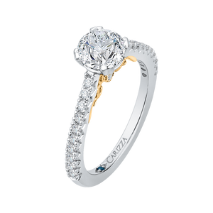 Round Cut Diamond Engagement Ring In 14K Two-Tone Gold (Semi-Mount) - John Thomas Jewelers.