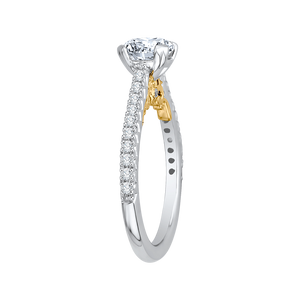 Round Cut Diamond Engagement Ring In 14K Two-Tone Gold (Semi-Mount) - John Thomas Jewelers.