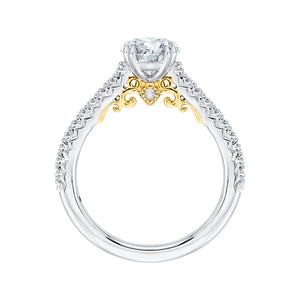 Round Cut Diamond Engagement Ring In 14K Two-Tone Gold (Semi-Mount) - John Thomas Jewelers.