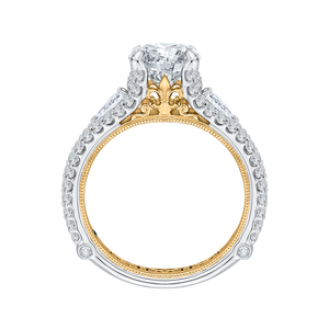 14K Two-Tone Gold Round Diamond Engagement Ring with Orante Accents (Semi-Mount) - John Thomas Jewelers.