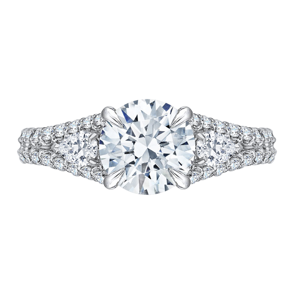 14K Two-Tone Gold Round Diamond Engagement Ring with Orante Accents (Semi-Mount) - John Thomas Jewelers.