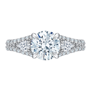 14K Two-Tone Gold Round Diamond Engagement Ring with Orante Accents (Semi-Mount) - John Thomas Jewelers.
