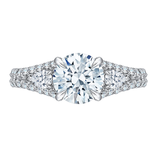 14K Two-Tone Gold Round Diamond Engagement Ring with Orante Accents (Semi-Mount) - John Thomas Jewelers.