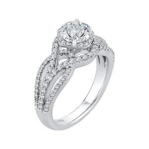 14K White Gold Round Diamond Engagement Ring with Split Shank (Semi-Mount) - John Thomas Jewelers.