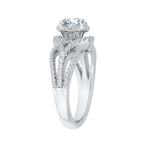 14K White Gold Round Diamond Engagement Ring with Split Shank (Semi-Mount) - John Thomas Jewelers.
