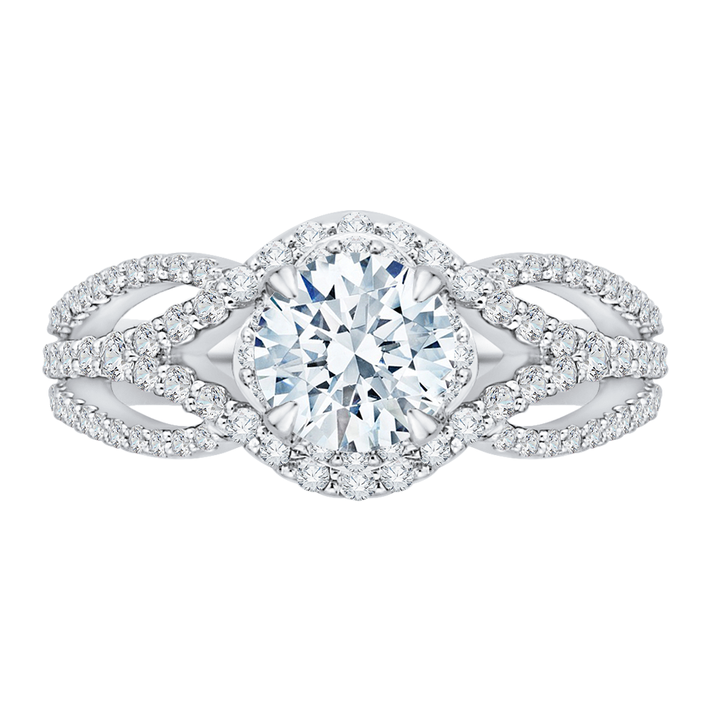 14K White Gold Round Diamond Engagement Ring with Split Shank (Semi-Mount) - John Thomas Jewelers.