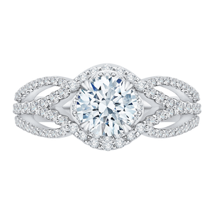 14K White Gold Round Diamond Engagement Ring with Split Shank (Semi-Mount) - John Thomas Jewelers.