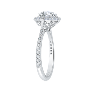 14K White Gold Round Diamond Halo Engagement Ring (Semi-Mount) - John Thomas Jewelers.