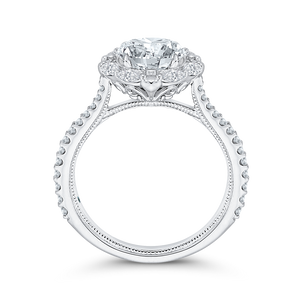 14K White Gold Round Diamond Halo Engagement Ring (Semi-Mount) - John Thomas Jewelers.