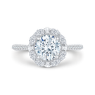 14K White Gold Round Diamond Halo Engagement Ring (Semi-Mount) - John Thomas Jewelers.