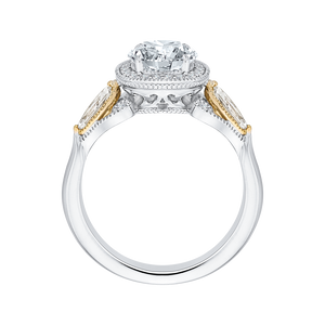 14K Two-Tone Gold Round Brilliant Diamond Halo Engagement Ring (Semi-Mount) - John Thomas Jewelers.