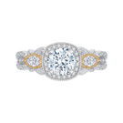 14K Two-Tone Gold Round Brilliant Diamond Halo Engagement Ring (Semi-Mount) - John Thomas Jewelers.