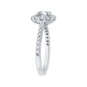 Round Diamond Halo Engagement Ring In 14K White Gold (Semi-Mount) - John Thomas Jewelers.
