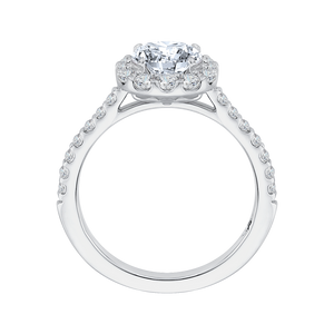 Round Diamond Halo Engagement Ring In 14K White Gold (Semi-Mount) - John Thomas Jewelers.
