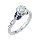 14K White Gold Round Diamond Engagement Ring with Sapphire (Semi-Mount) - John Thomas Jewelers.